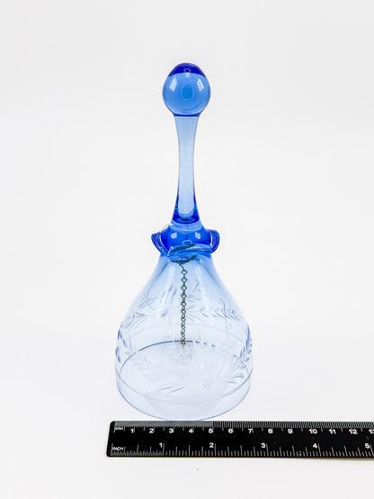Ofnah Crystal Bell – Cobalt Blue Handle Etched Floral Wheat Lead Crystal