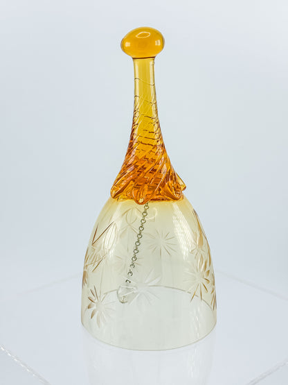 Ofnah Crystal Bell – Amber Ombre Twisted Handle Wheel-Cut Floral Lead Crystal