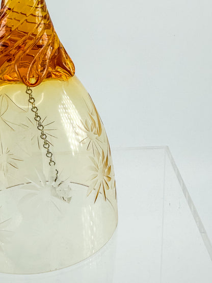 Ofnah Crystal Bell – Amber Ombre Twisted Handle Wheel-Cut Floral Lead Crystal