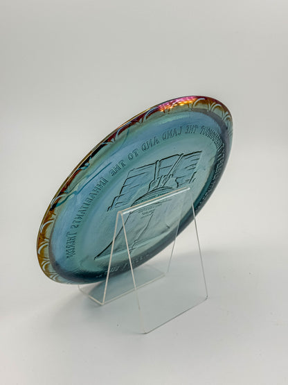 Indiana Glass Bicentennial Liberty Bell Plate – Blue Carnival Glass 1976
