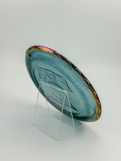 Indiana Glass Bicentennial Liberty Bell Plate – Blue Carnival Glass 1976
