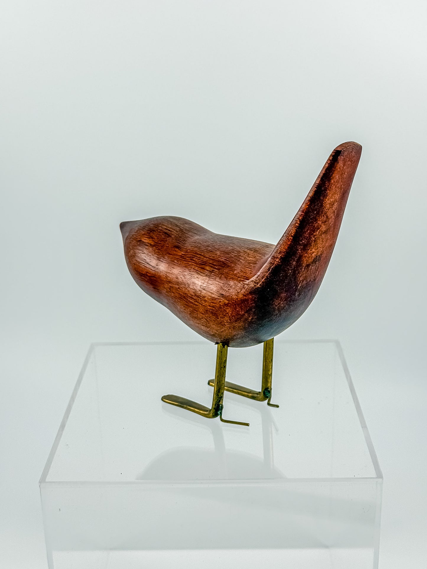 Vintage Hand-Carved Teak Bird Figurine | Mid-Century Modern | Jacob Hermann Style