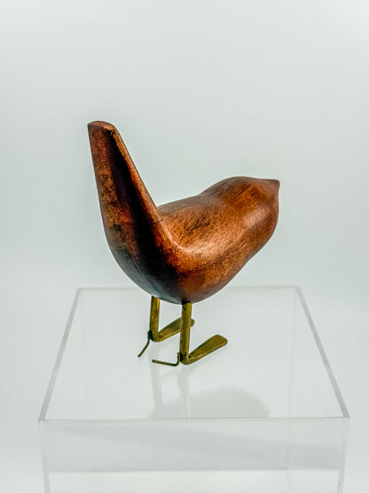 Vintage Hand-Carved Teak Bird Figurine | Mid-Century Modern | Jacob Hermann Style