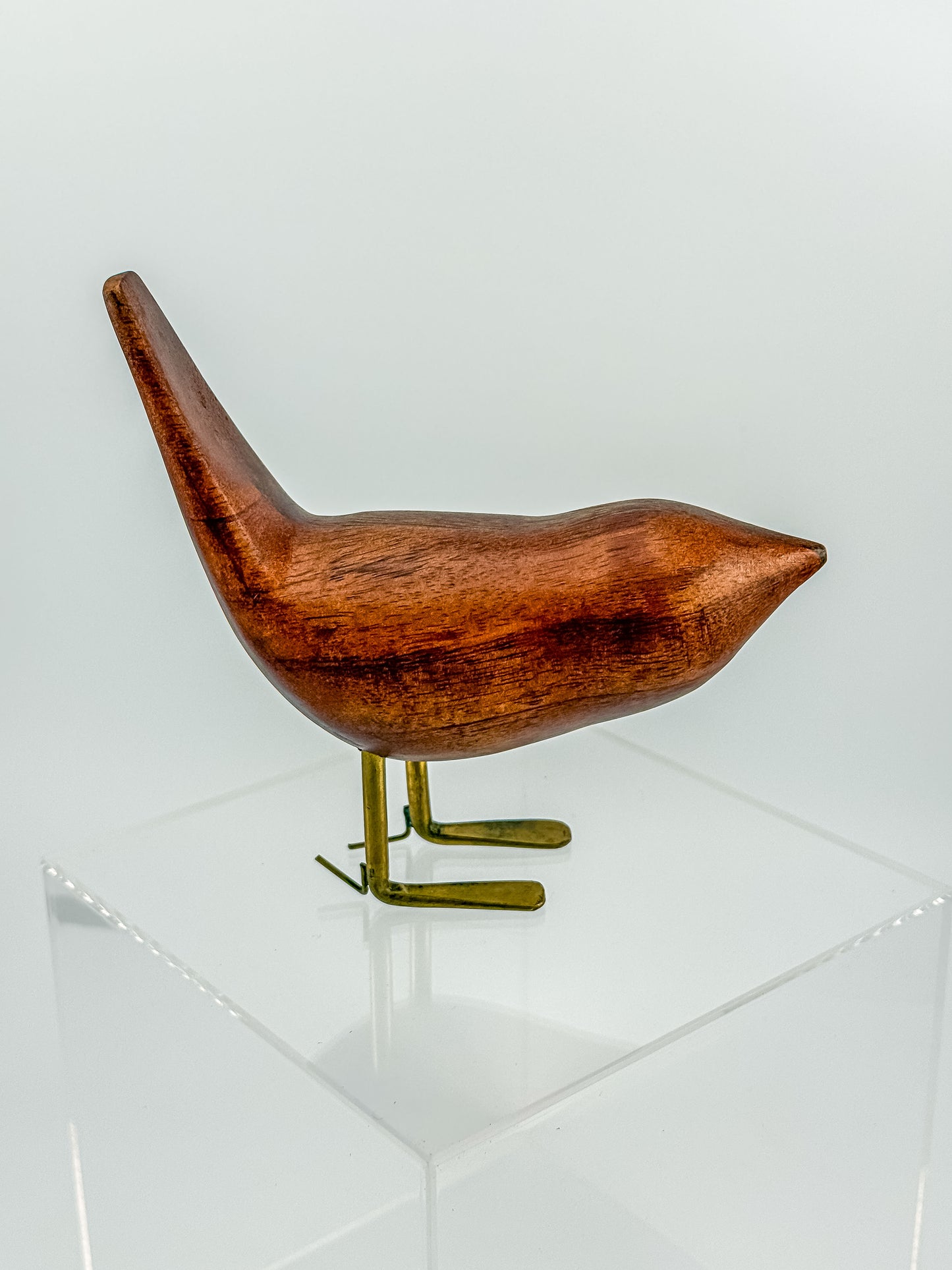 Vintage Hand-Carved Teak Bird Figurine | Mid-Century Modern | Jacob Hermann Style