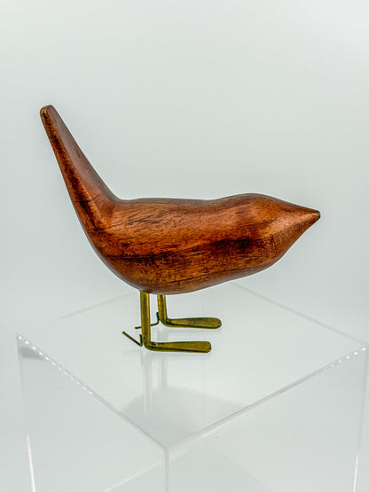 Vintage Hand-Carved Teak Bird Figurine | Mid-Century Modern | Jacob Hermann Style