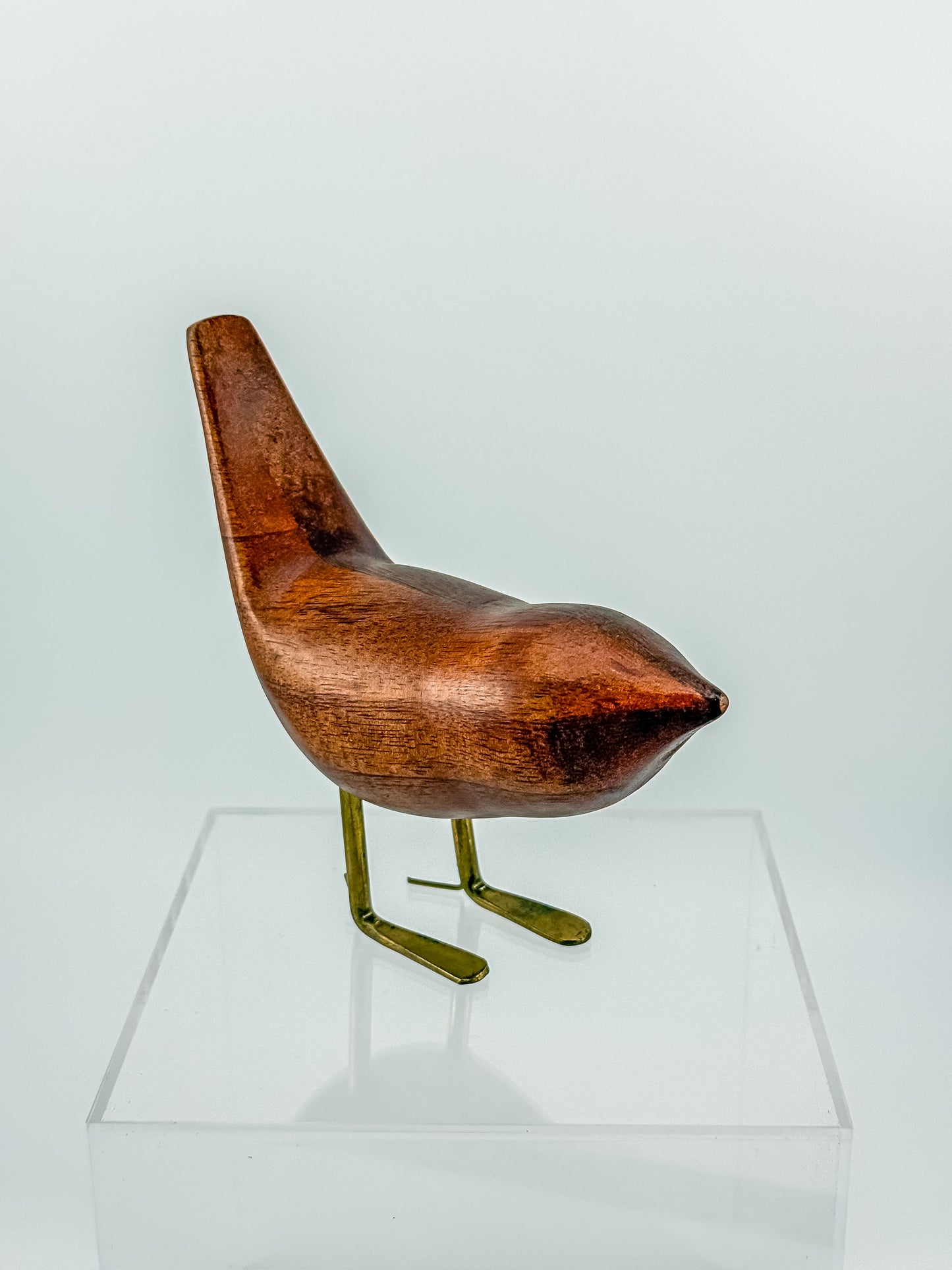 Vintage Hand-Carved Teak Bird Figurine | Mid-Century Modern | Jacob Hermann Style
