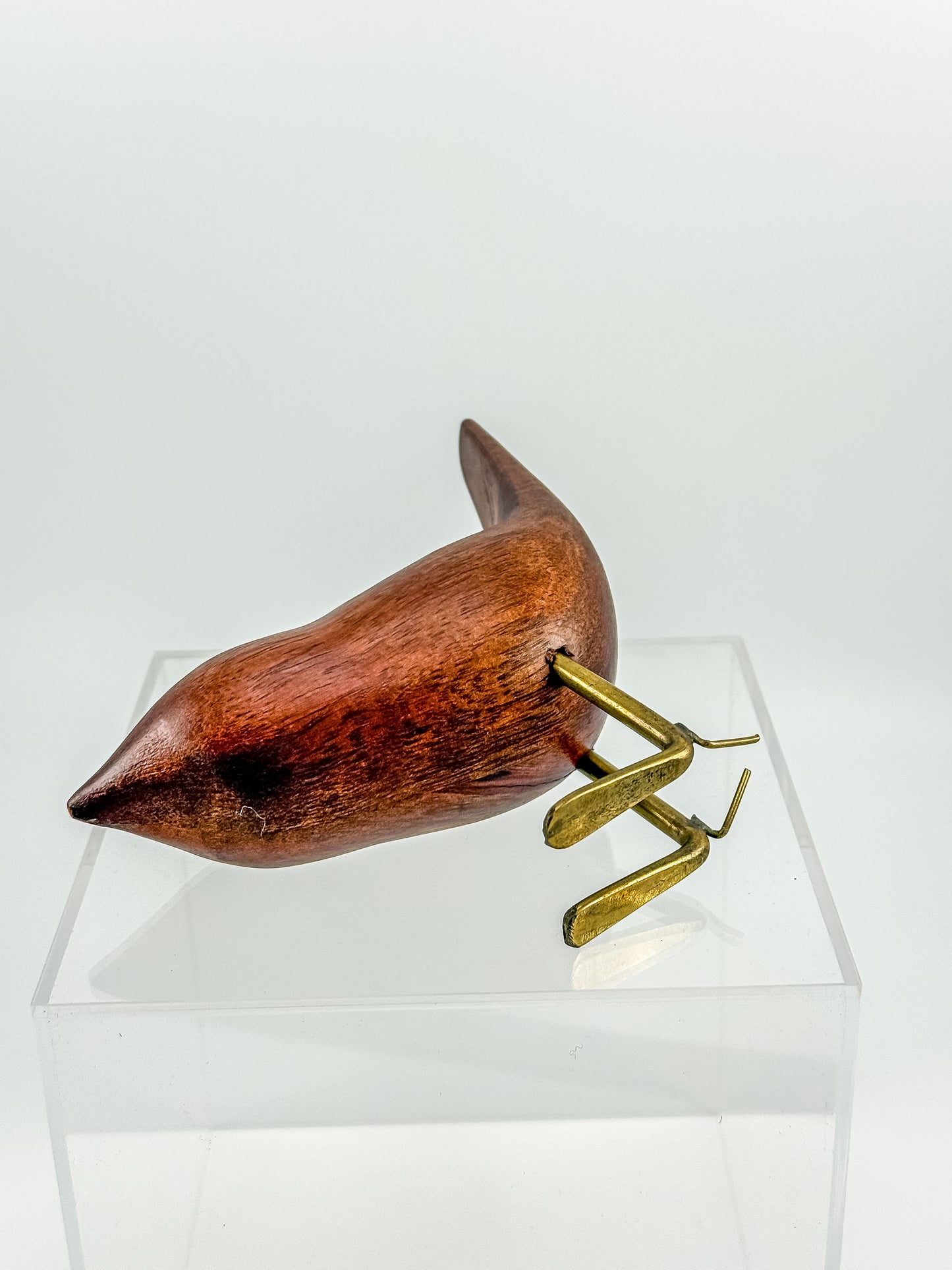 Vintage Hand-Carved Teak Bird Figurine | Mid-Century Modern | Jacob Hermann Style