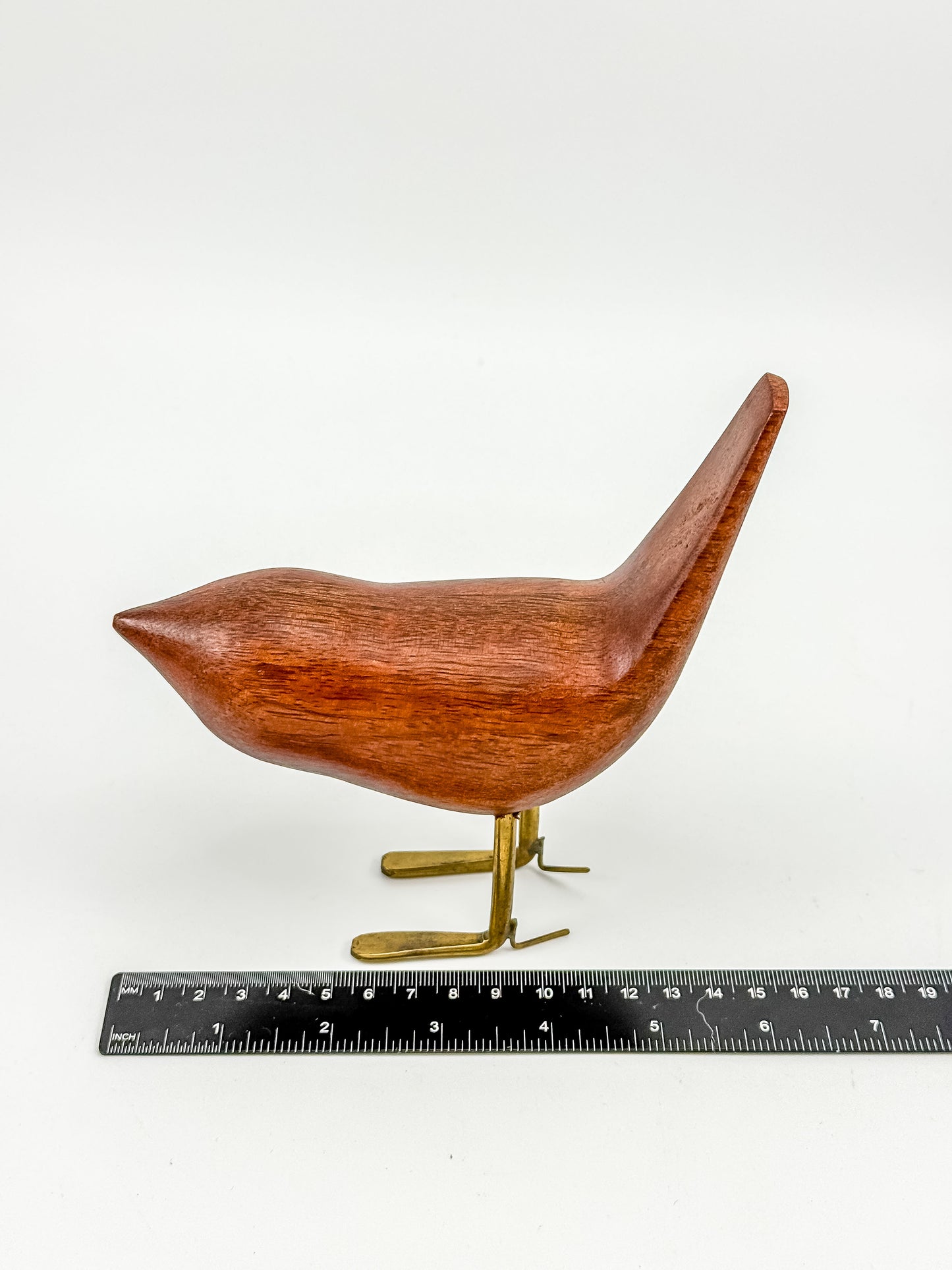 Vintage Hand-Carved Teak Bird Figurine | Mid-Century Modern | Jacob Hermann Style