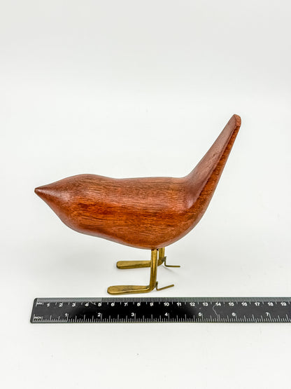 Vintage Hand-Carved Teak Bird Figurine | Mid-Century Modern | Jacob Hermann Style