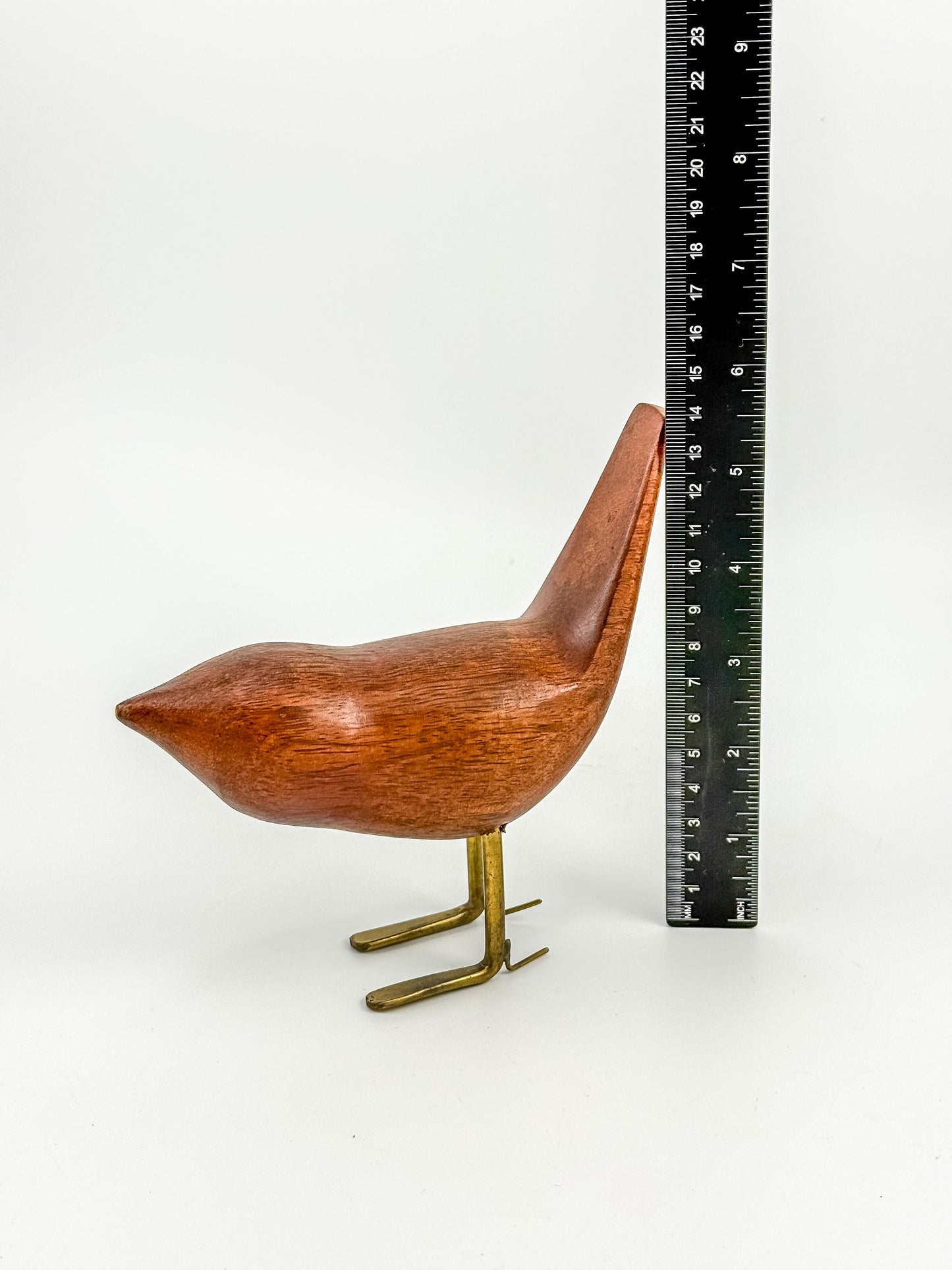 Vintage Hand-Carved Teak Bird Figurine | Mid-Century Modern | Jacob Hermann Style