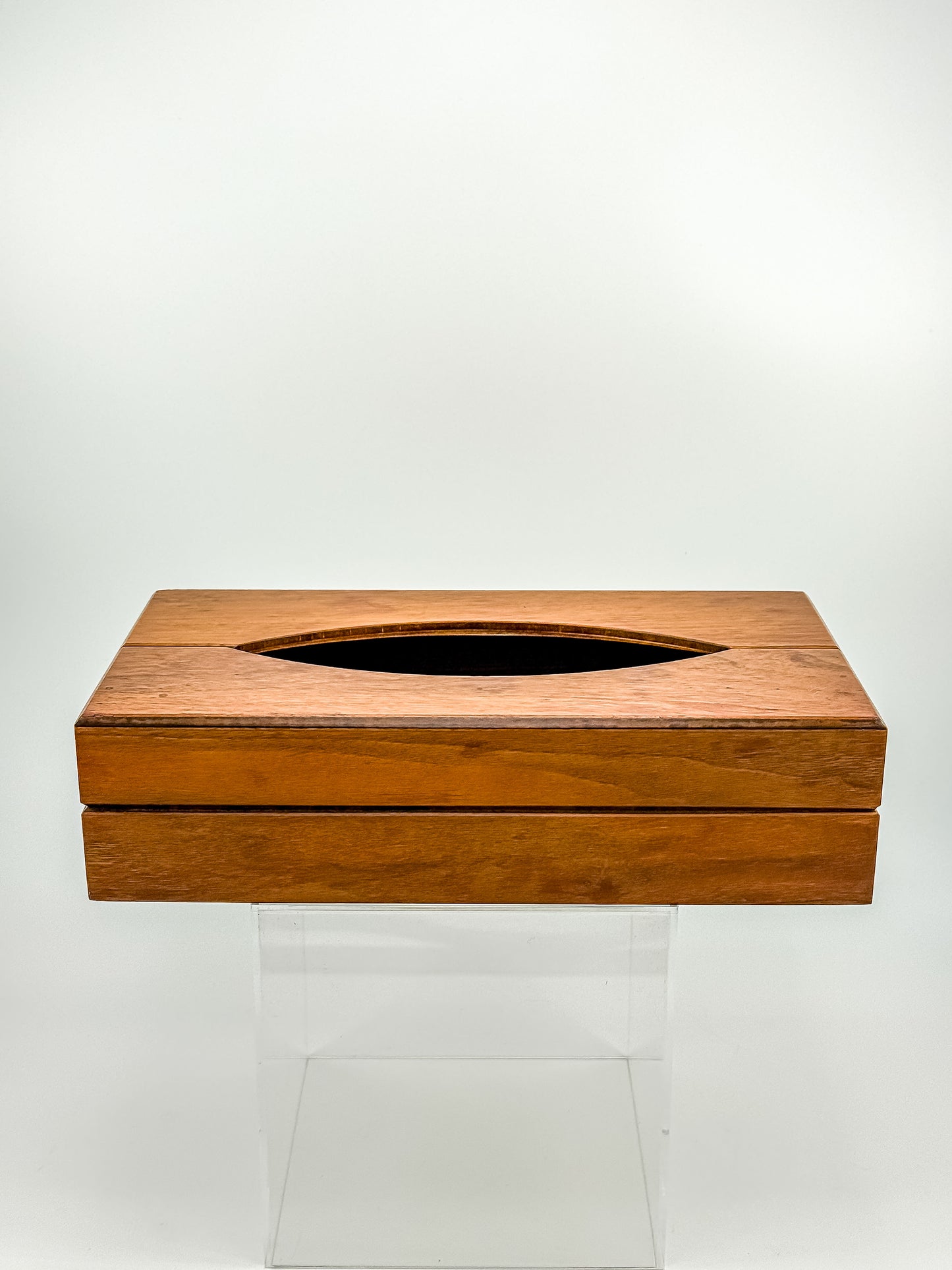 Vintage Mid-Century Modern Wood Tissue Box Cover | Walnut Finish | 1960s