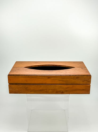 Vintage Mid-Century Modern Wood Tissue Box Cover | Walnut Finish | 1960s