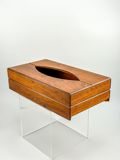 Vintage Mid-Century Modern Wood Tissue Box Cover | Walnut Finish | 1960s