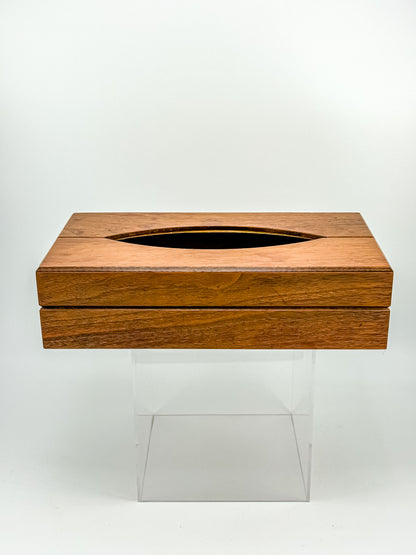 Vintage Mid-Century Modern Wood Tissue Box Cover | Walnut Finish | 1960s