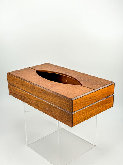 Vintage Mid-Century Modern Wood Tissue Box Cover | Walnut Finish | 1960s