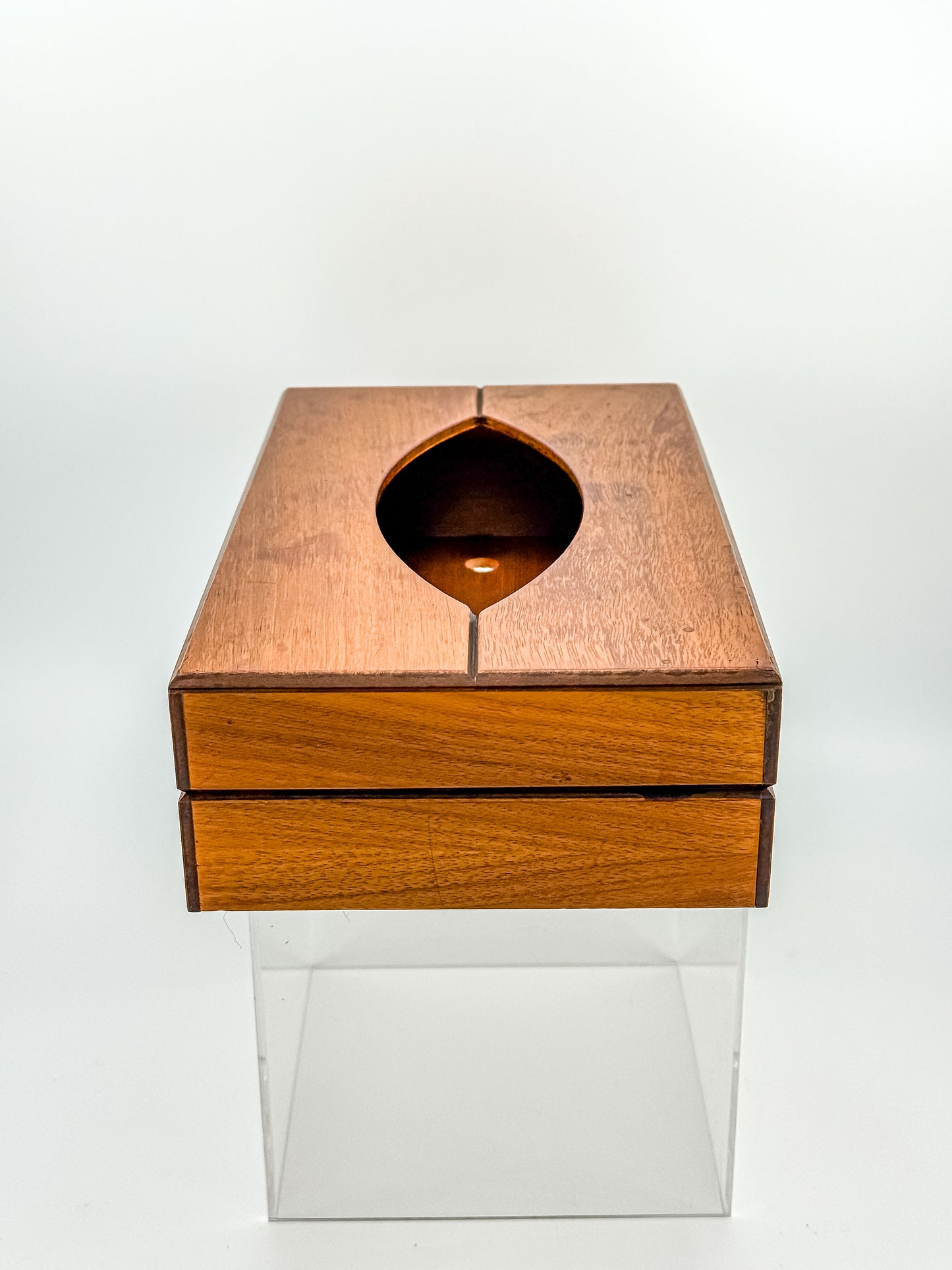 Vintage Mid-Century Modern Wood Tissue Box Cover | Walnut Finish | 1960s