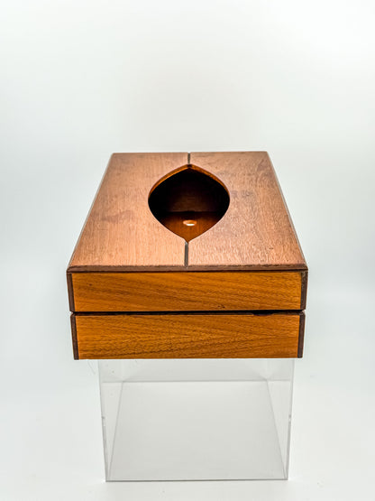 Vintage Mid-Century Modern Wood Tissue Box Cover | Walnut Finish | 1960s