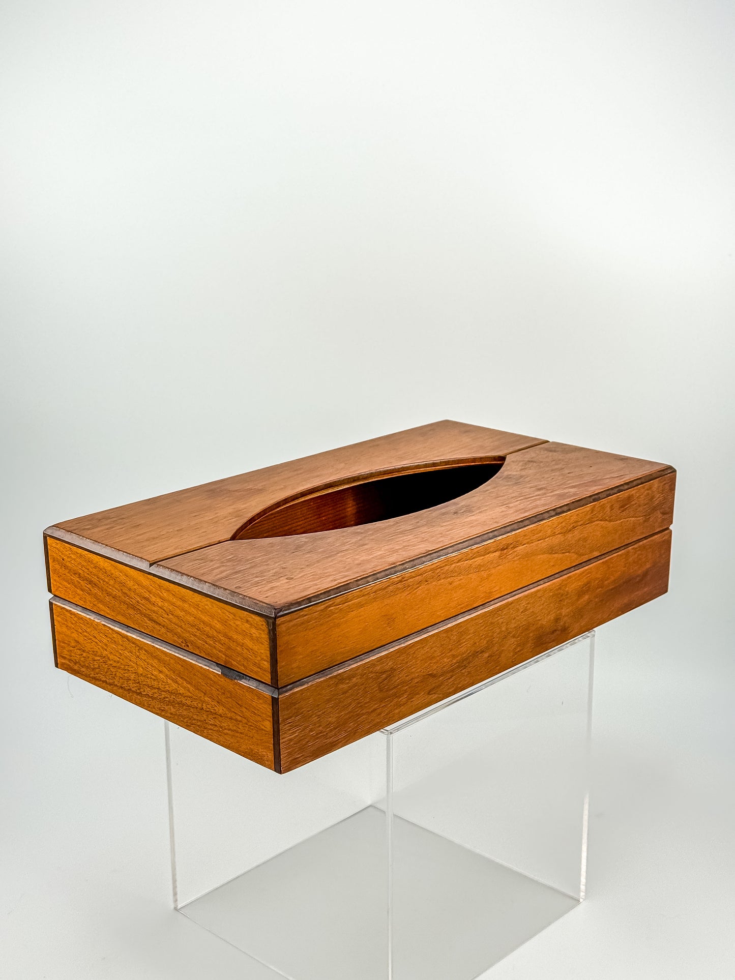 Vintage Mid-Century Modern Wood Tissue Box Cover | Walnut Finish | 1960s