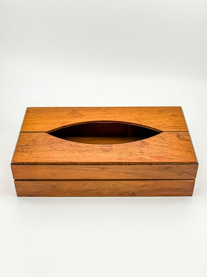 Vintage Mid-Century Modern Wood Tissue Box Cover | Walnut Finish | 1960s