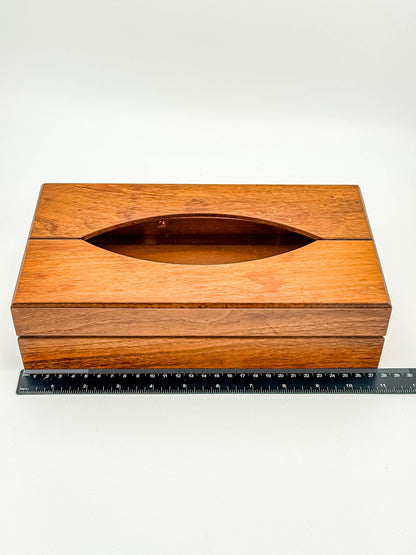 Vintage Mid-Century Modern Wood Tissue Box Cover | Walnut Finish | 1960s