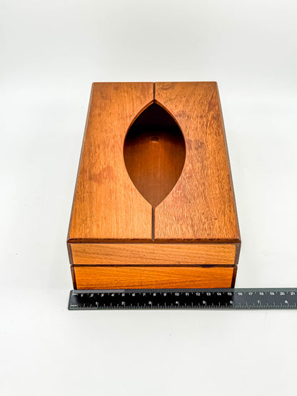 Vintage Mid-Century Modern Wood Tissue Box Cover | Walnut Finish | 1960s