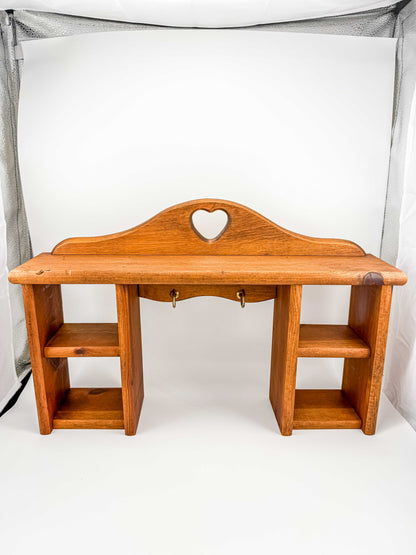 Vintage Solid Wood Heart Shadow Box | 1980s Country Americana Wall Organizer