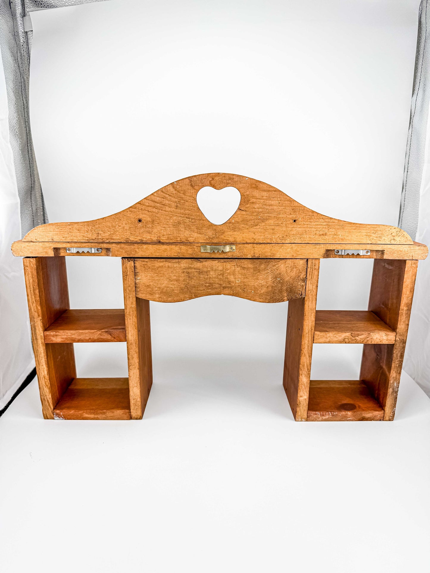 Vintage Solid Wood Heart Shadow Box | 1980s Country Americana Wall Organizer