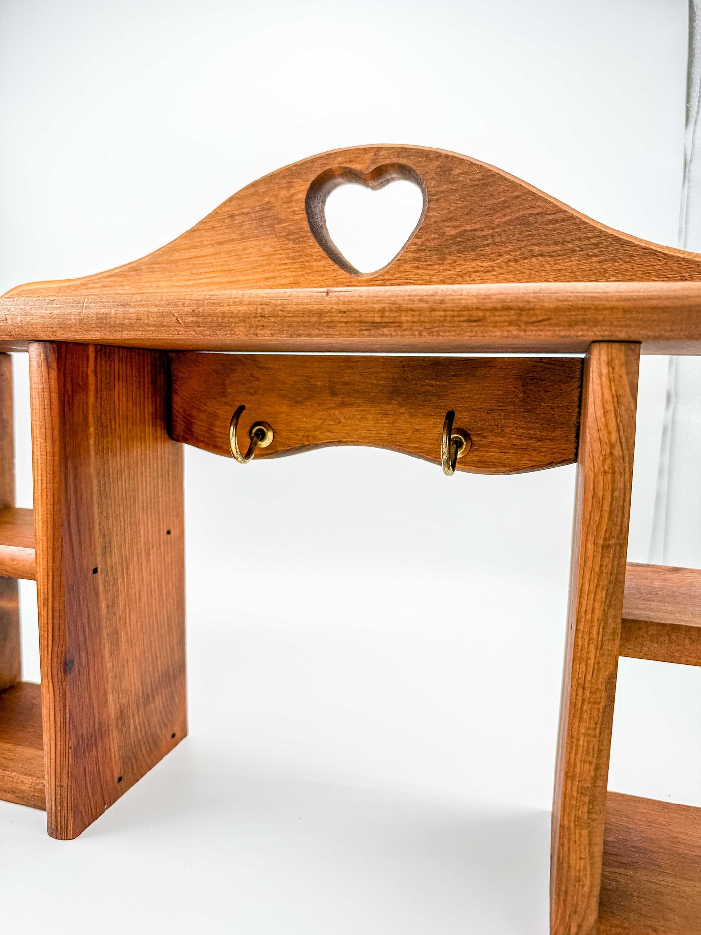 Vintage Solid Wood Heart Shadow Box | 1980s Country Americana Wall Organizer