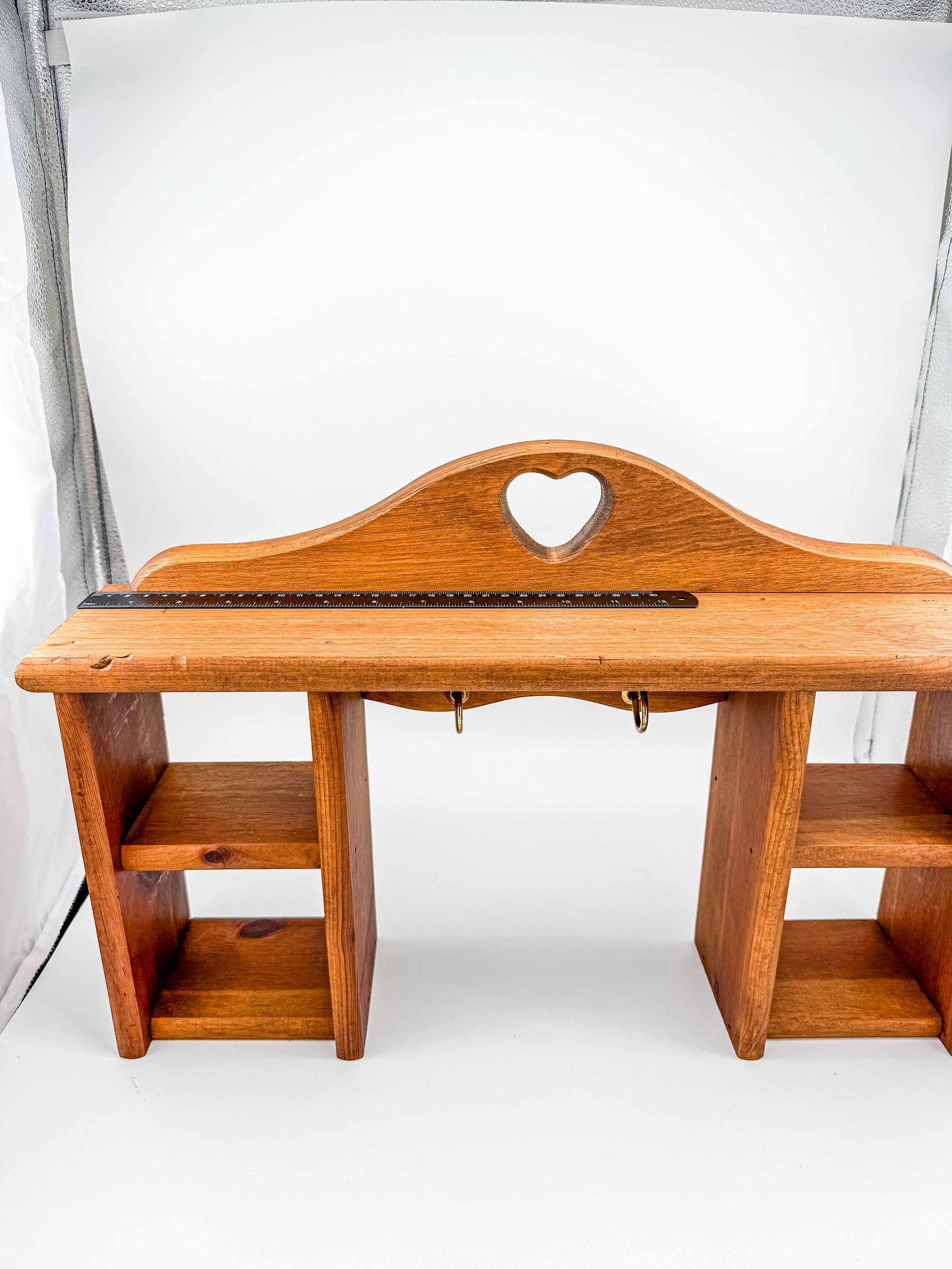 Vintage Solid Wood Heart Shadow Box | 1980s Country Americana Wall Organizer