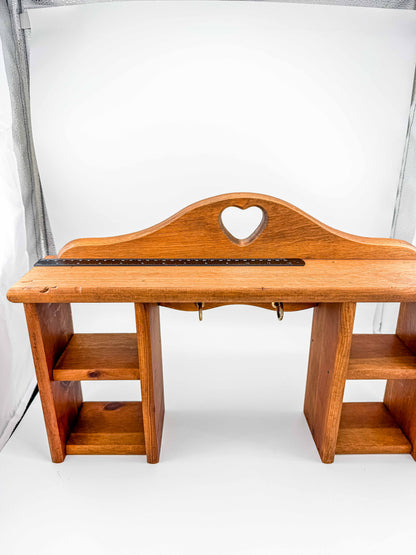 Vintage Solid Wood Heart Shadow Box | 1980s Country Americana Wall Organizer