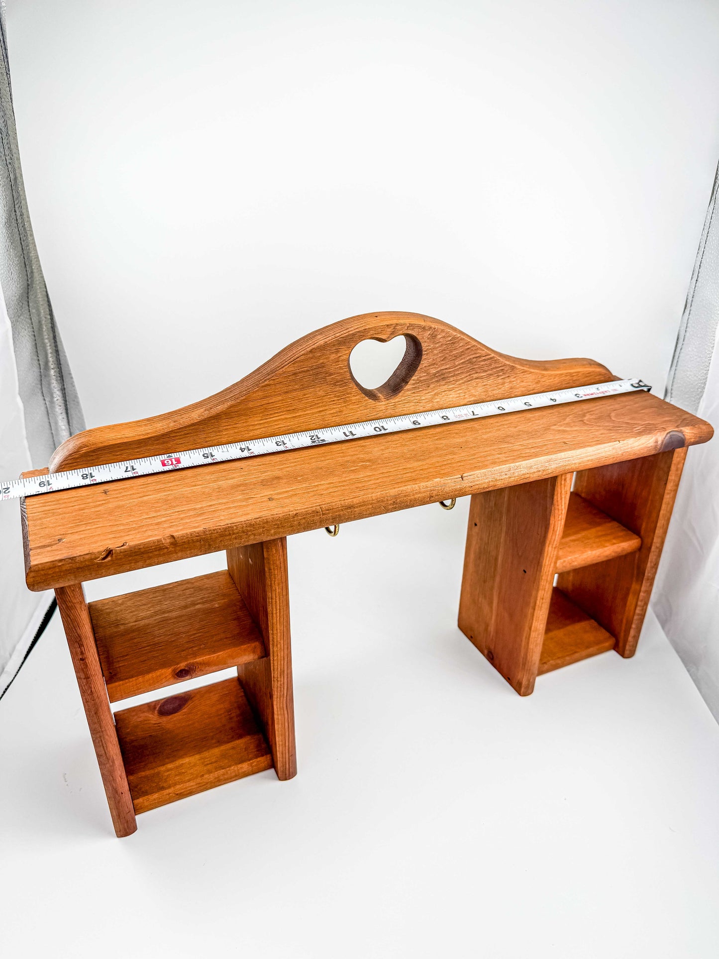 Vintage Solid Wood Heart Shadow Box | 1980s Country Americana Wall Organizer
