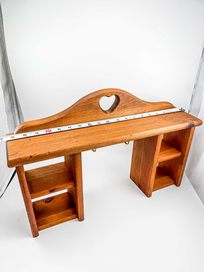 Vintage Solid Wood Heart Shadow Box | 1980s Country Americana Wall Organizer