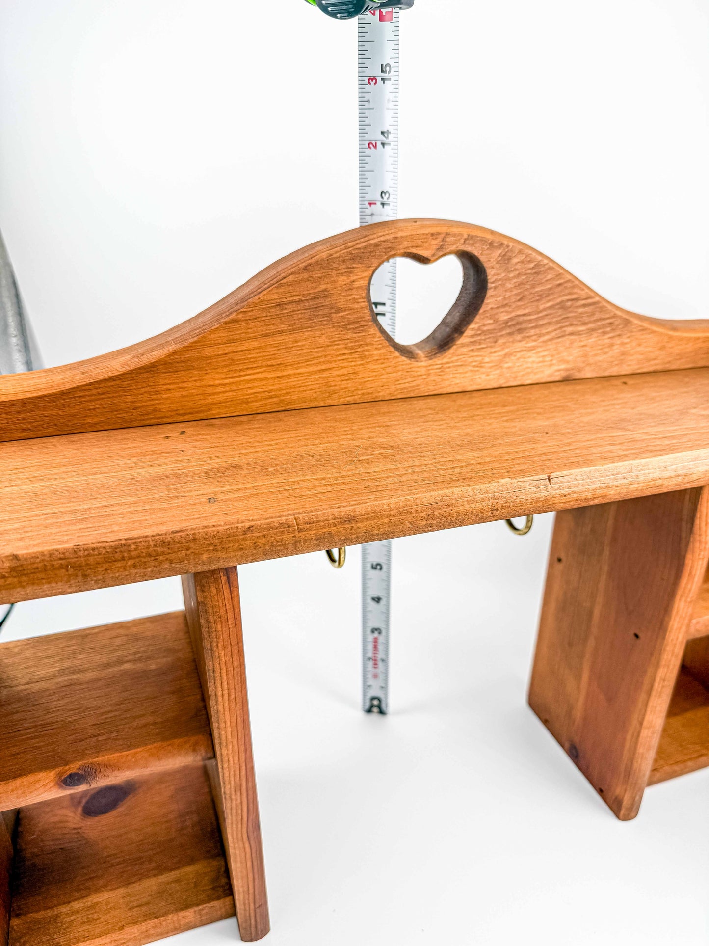 Vintage Solid Wood Heart Shadow Box | 1980s Country Americana Wall Organizer