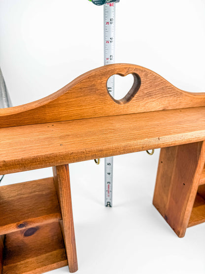 Vintage Solid Wood Heart Shadow Box | 1980s Country Americana Wall Organizer