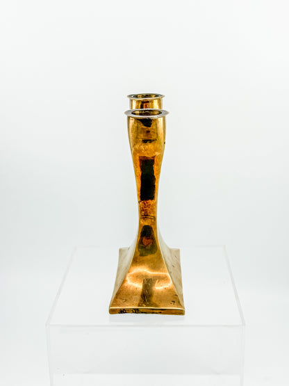 Vintage Brass Double Candelabra — Mid-Century Modern Y-Form Sculptural