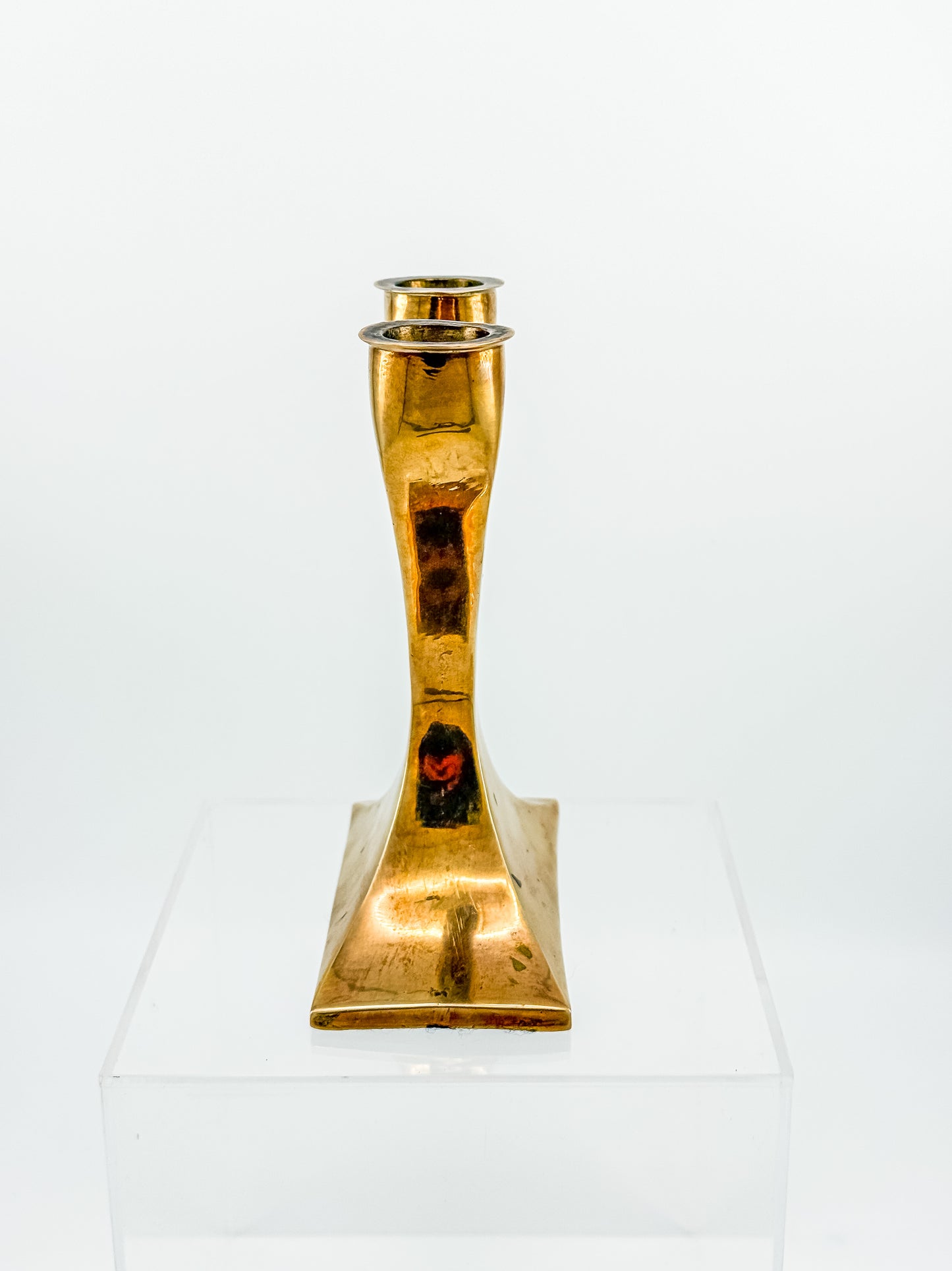 Vintage Brass Double Candelabra — Mid-Century Modern Y-Form Sculptural