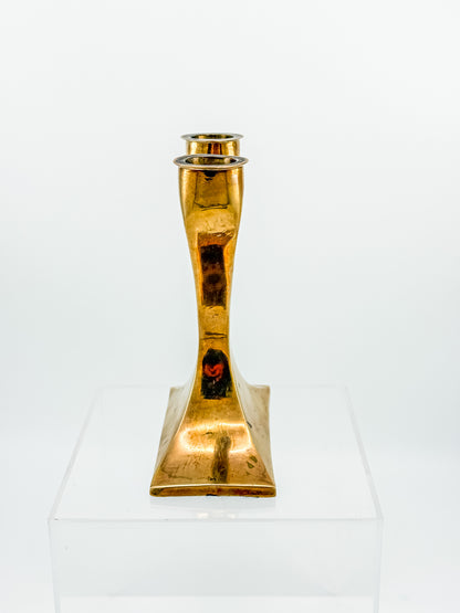 Vintage Brass Double Candelabra — Mid-Century Modern Y-Form Sculptural