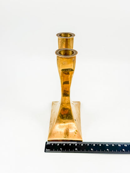 Vintage Brass Double Candelabra — Mid-Century Modern Y-Form Sculptural
