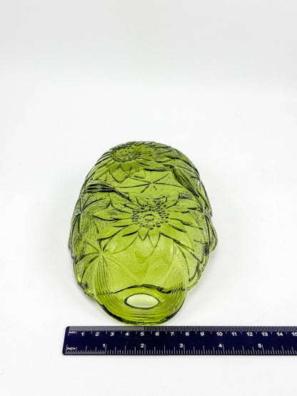 Vintage Indiana Glass Avocado Green Oval Relish Dish — Lily Pons Water Lily Pattern