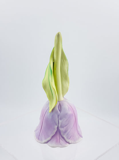 Vintage 1987 Enesco Lavender Tulip Flower Porcelain Bell — Bisque Matte Finish