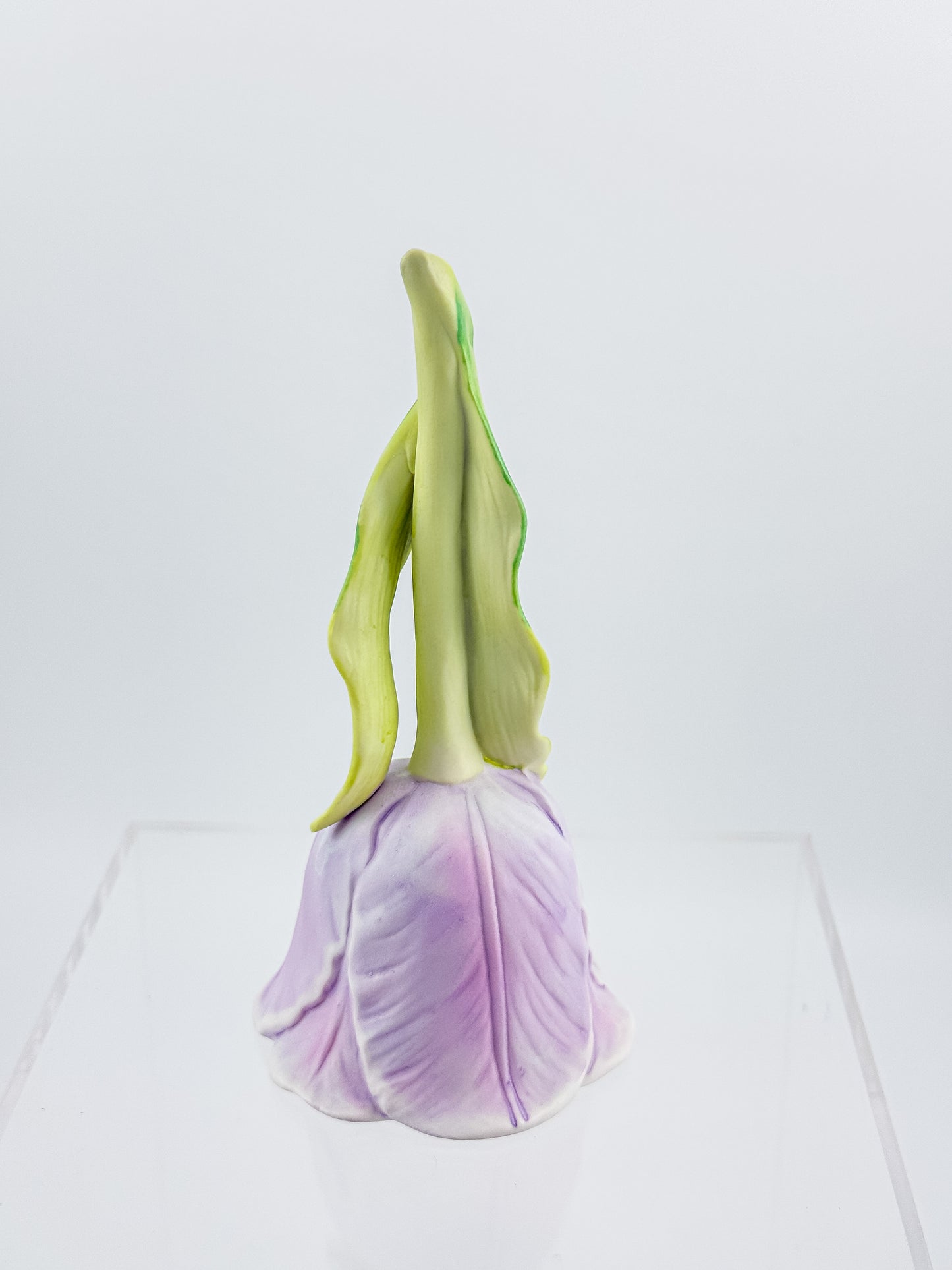 Vintage 1987 Enesco Lavender Tulip Flower Porcelain Bell — Bisque Matte Finish