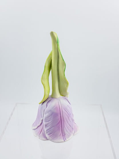 Vintage 1987 Enesco Lavender Tulip Flower Porcelain Bell — Bisque Matte Finish