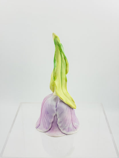 Vintage 1987 Enesco Lavender Tulip Flower Porcelain Bell — Bisque Matte Finish