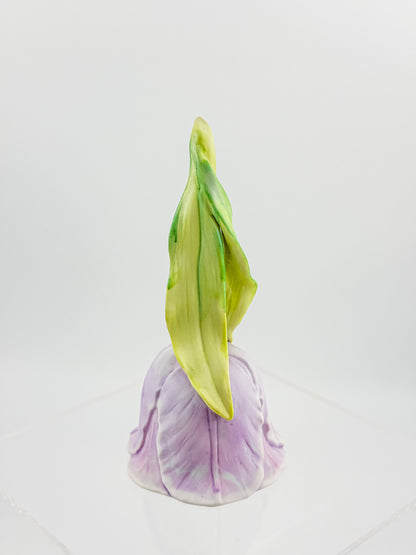 Vintage 1987 Enesco Lavender Tulip Flower Porcelain Bell — Bisque Matte Finish