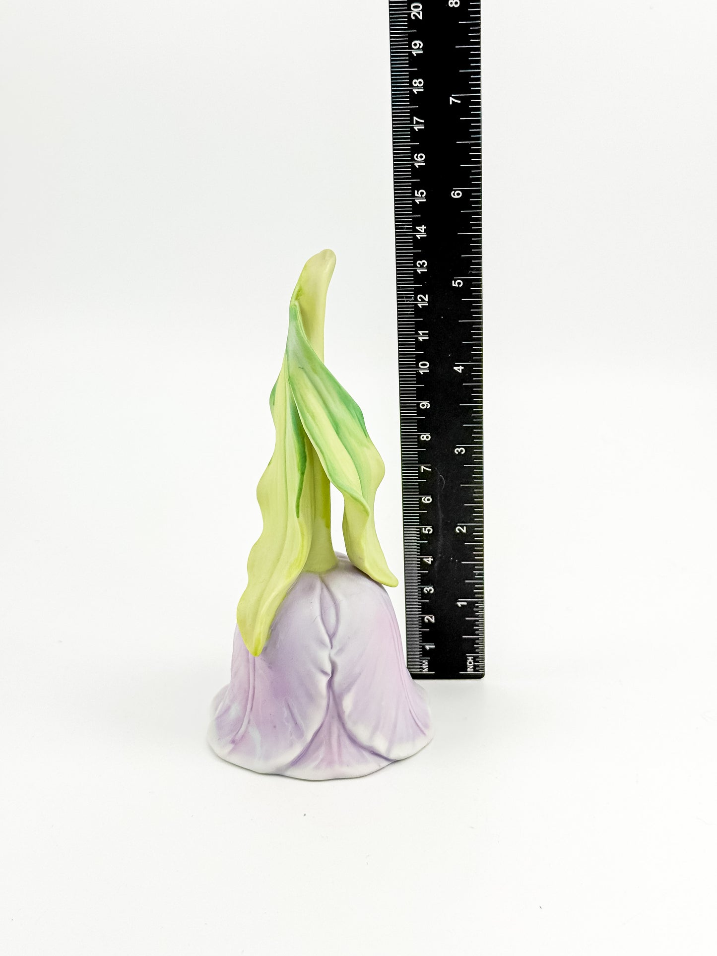 Vintage 1987 Enesco Lavender Tulip Flower Porcelain Bell — Bisque Matte Finish