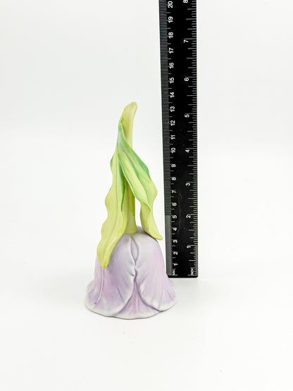 Vintage 1987 Enesco Lavender Tulip Flower Porcelain Bell — Bisque Matte Finish