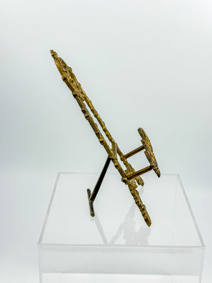 Vintage Brass Rococo Miniature Easel | Ornate Scrollwork Fleur-de-Lis Picture Stand