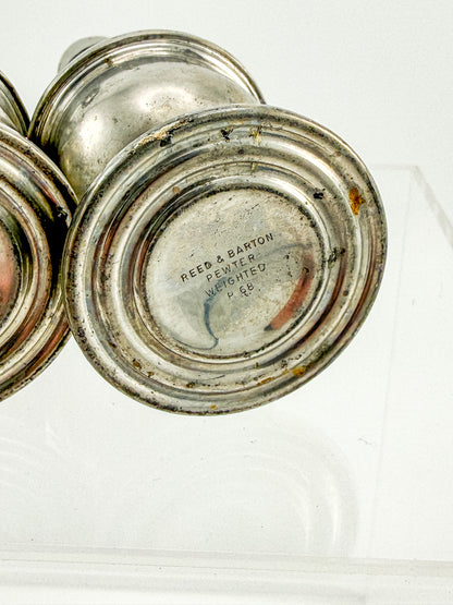 Reed & Barton Pewter Weighted Salt & Pepper Shakers | Baluster Form | Heavy Patina