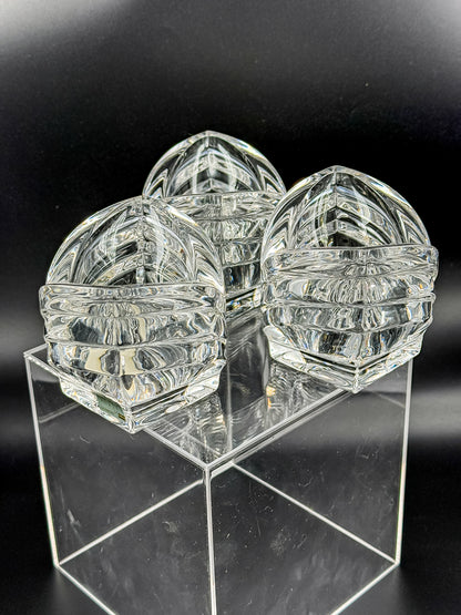 Mikasa Crystal Votive Candle Holders | Set of 3 | Art Deco Chevron Cut | Heavy Crystal