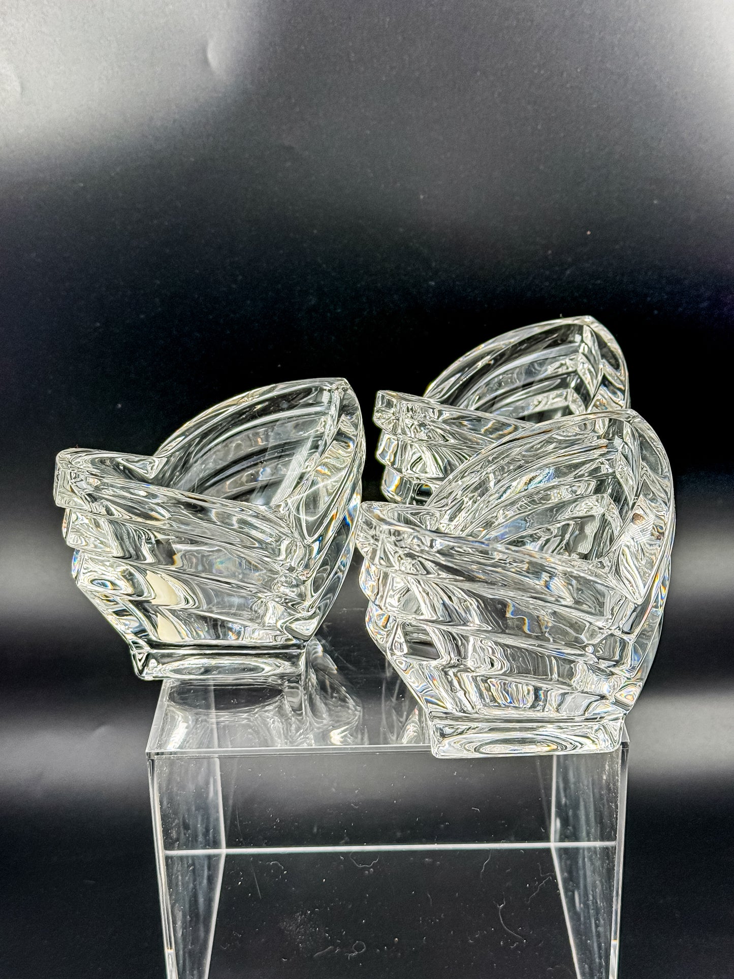 Mikasa Crystal Votive Candle Holders | Set of 3 | Art Deco Chevron Cut | Heavy Crystal